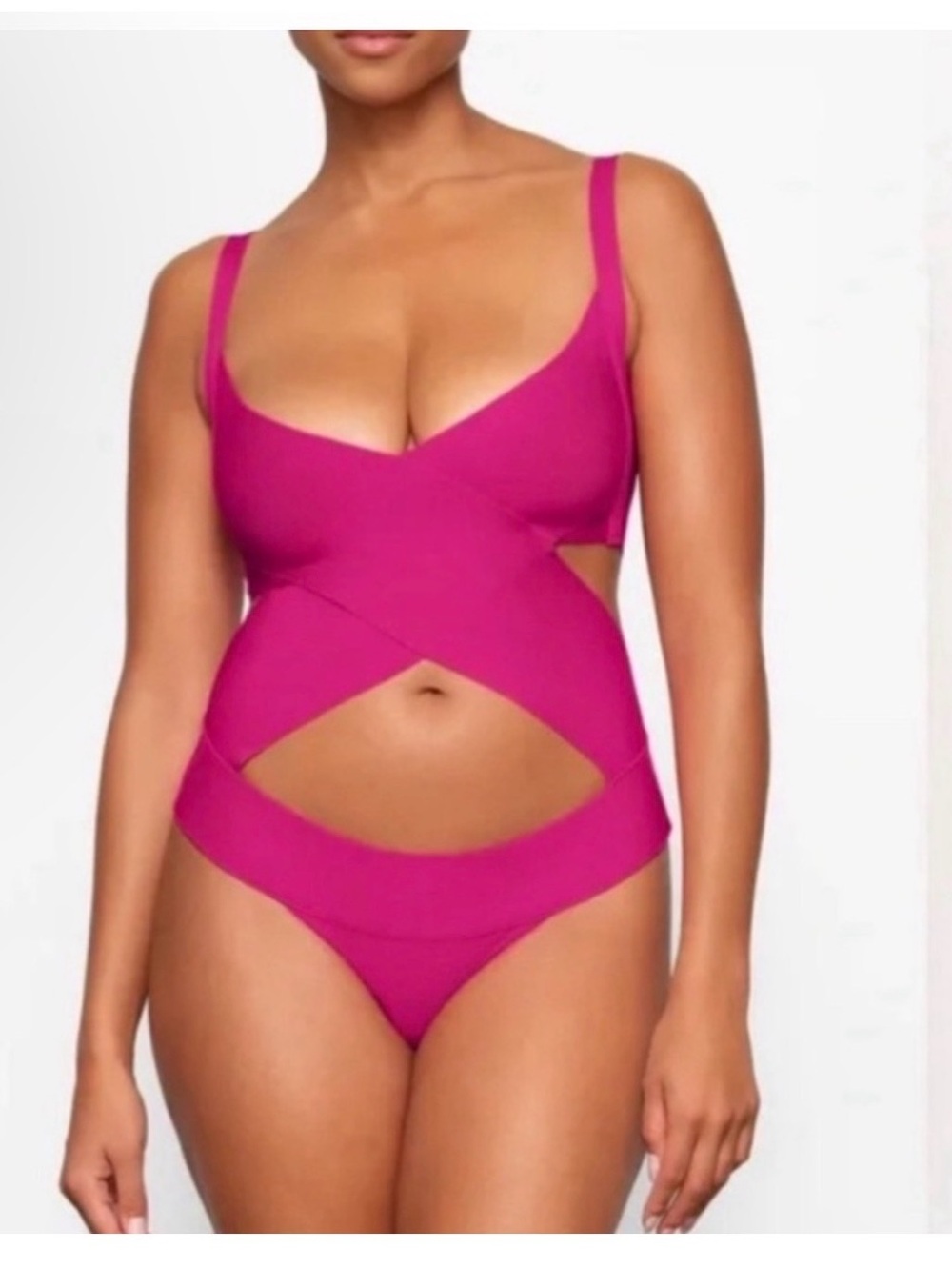 New Skims Fuchsia Crisscross One-Piece Swimsuit